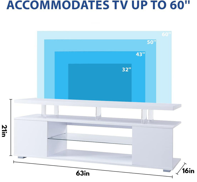 TV Stand LED Gaming Entertainment Center Media Storage Console Table With Large Side Cabinet For Living Room