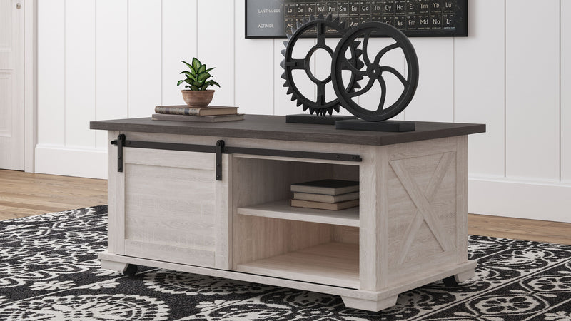 Dorrinson - White / Black / Gray - Rectangular Cocktail Table