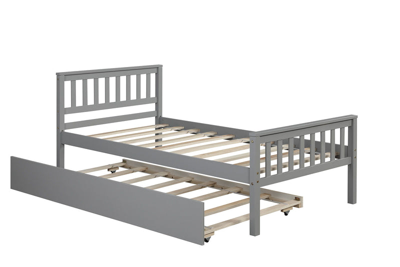 Twin Bed With Trundle, Platform Bed Frame With Headboard And Footboard, For Bedroom Small Living Space, No Box Spring Needed