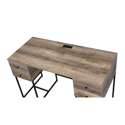 Desirre - Desk - Rustic Oak & Black - Grand Furniture GA