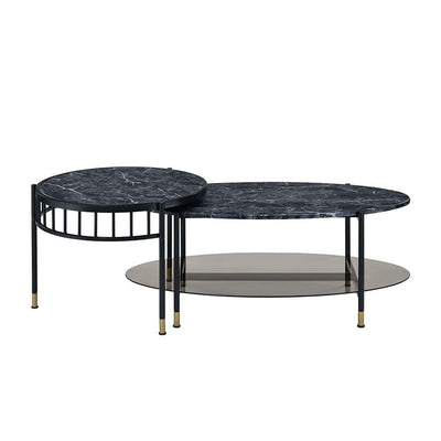 Silas - Coffee Table - Faux Marble Top & Black Finish - Grand Furniture GA