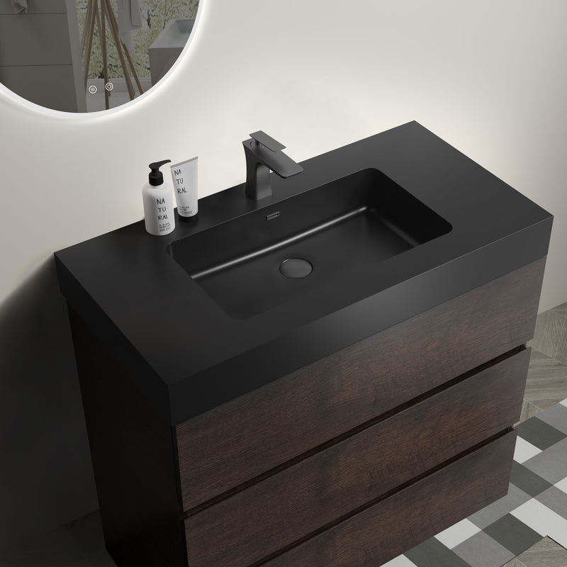 Alice - Bathroom Vanity With Large Storage Freestanding Bathroom Vanity, Sink For Modern Bathroom, One-Piece Sink Basin Without Drain And Faucet