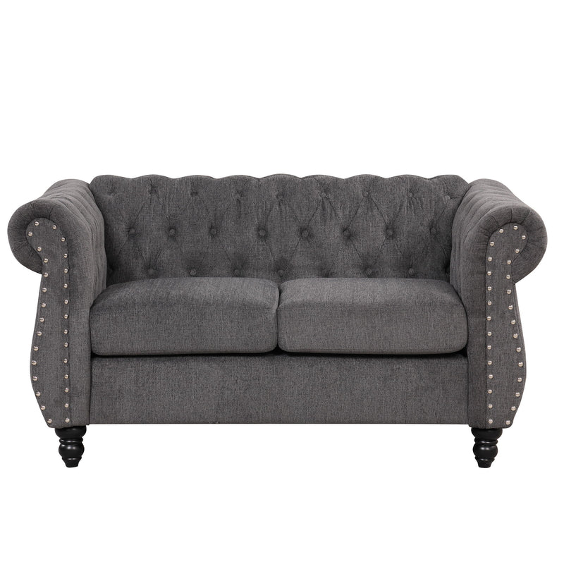 Modern Sofa Dutch Plush, Upholstered Sofa, Solid Wood Legs, Buttoned Tufted Backrest