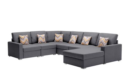 Nolan - Fabric 6 Piece Sectional Sofa With Pillows And Interchangeable Legs