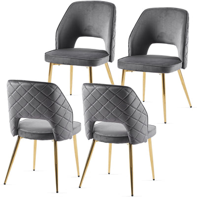 Velvet Dining Chairs With Metal Legs And Hollow Back Upholstered Dining Chairs