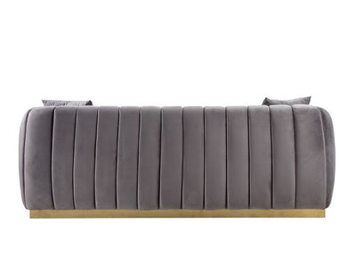 Elchanon - Sofa - Gray Velvet & Gold Finish - Grand Furniture GA