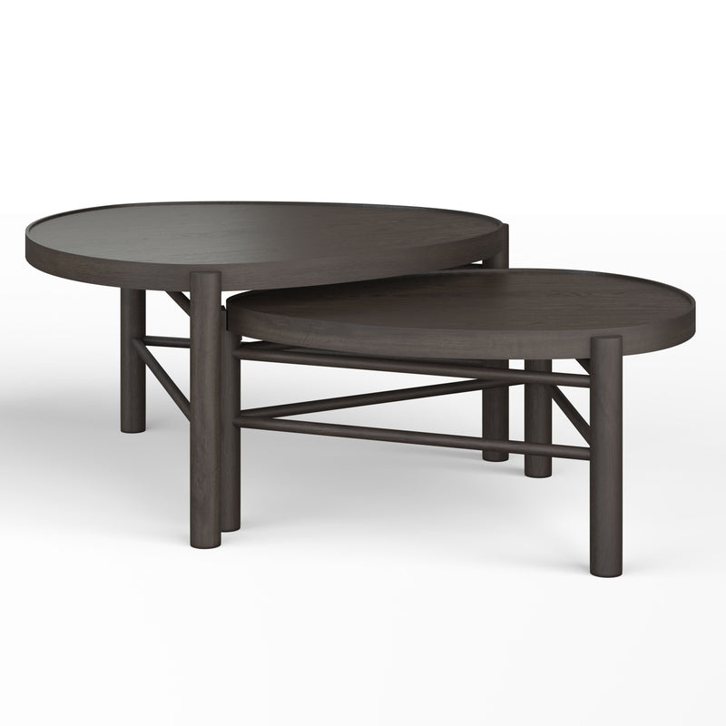 Hadleigh Black - Shaped Nesting Cocktail Table - Coffee Bean