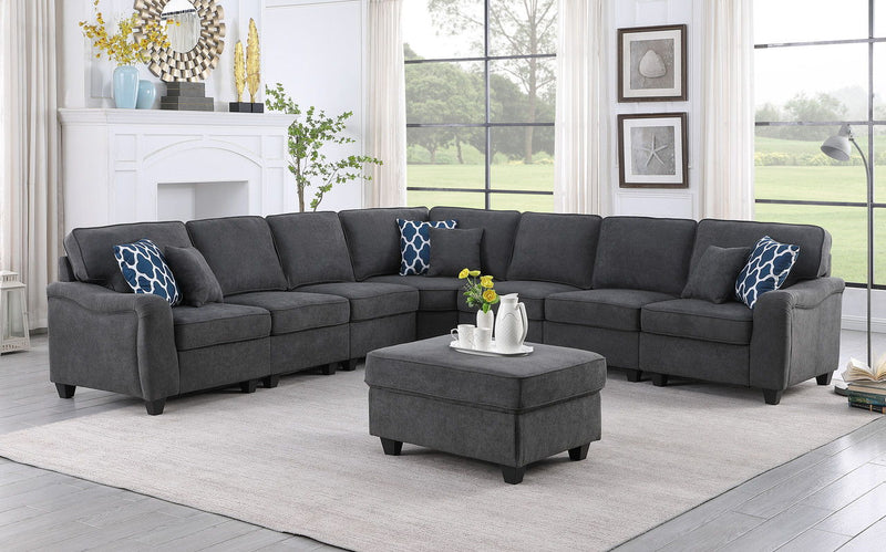 Leo - Woven Modular L-Shape Sectional Sofa And Ottoman