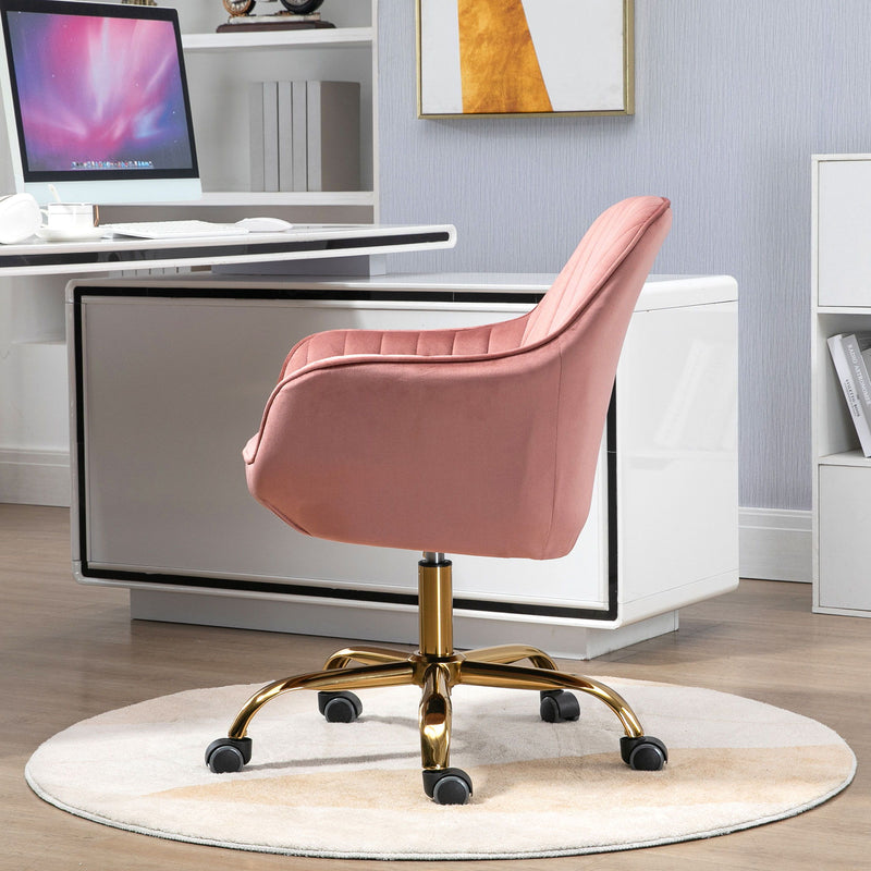 Swivel Chair With High Back, Adjustable Working Chair With Golden Base