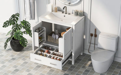 Bathroom Vanity With Single Sink, Combo Cabinet Undermount Sink, Bathroom Storage Cabinet With 2 Doors And A Drawer, Soft Closing, Multifunctional Storage, Solid Wood Frame