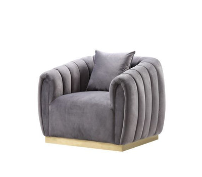 Elchanon - Chair - Gray Velvet & Gold Finish - 30" - Grand Furniture GA