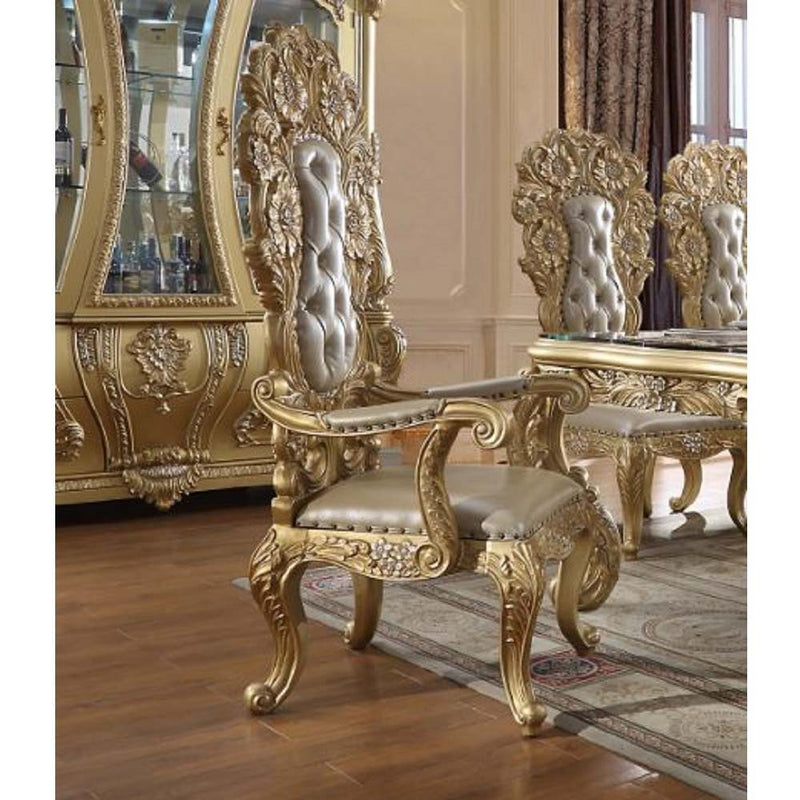 Cabriole - Arm Chair (Set of 2) - Light Gold PU & Gold Finish - Grand Furniture GA