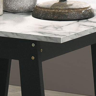 Kenzo - 19" End Table With Faux Marble Top Finish - Black