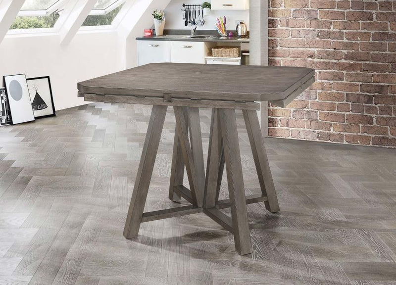 Athens - Round Drop Leaf Counter Dining Table - Gray