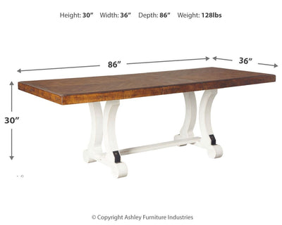 Valebeck - White / Brown - Rectangular Dining Room Table