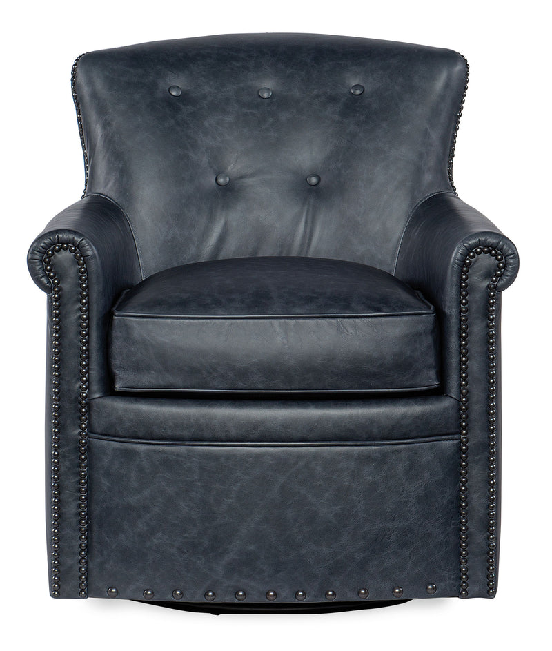 Swivel Club Leather Chair - Blue