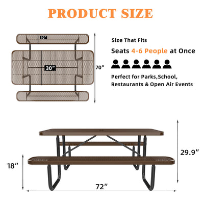 Expanded Rectangular Picnic Metal Table