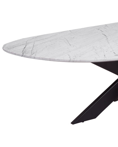 Barton - Oval Coffee Table - Black Iron / White Marble