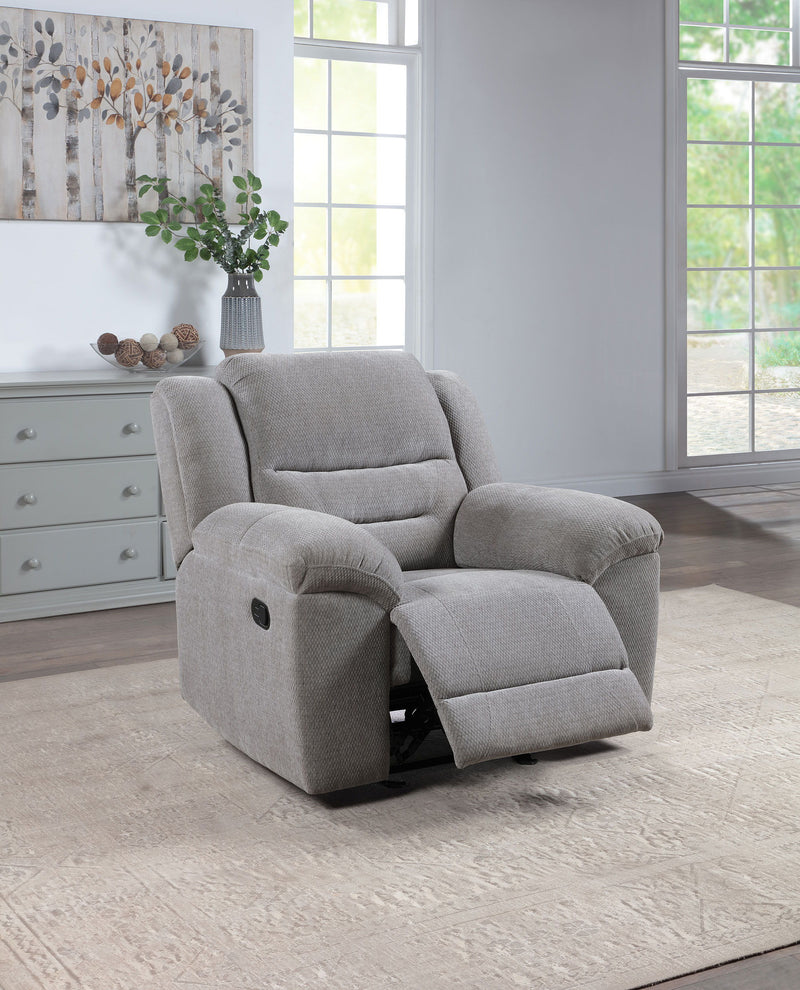 Gilson - Chenille Upholstered Reclining Glider Recliner - Gray