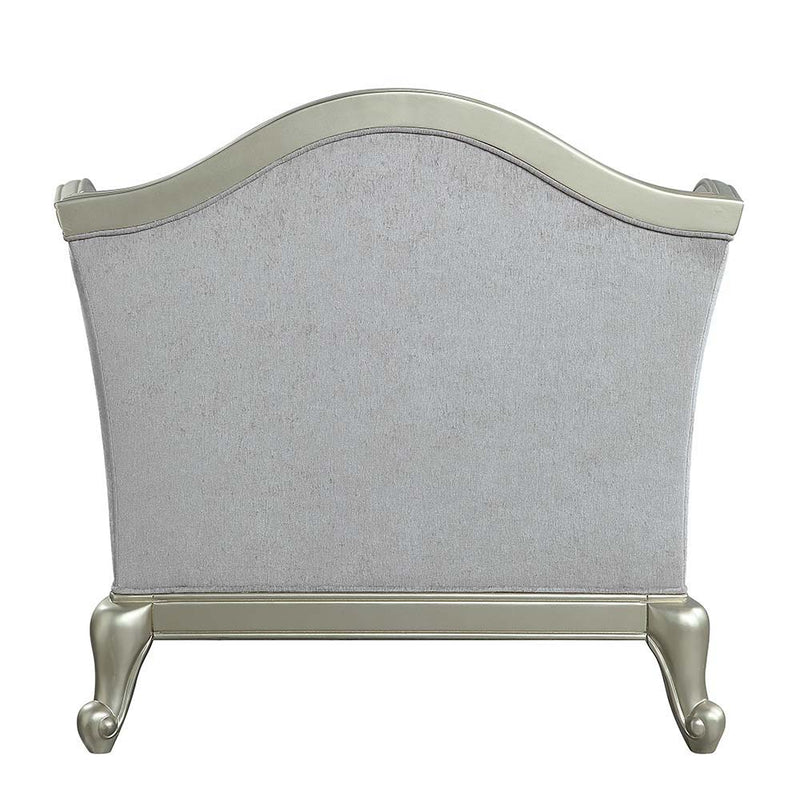 Qunsia - Chair - Light Gray Linen & Champagne Finish - Grand Furniture GA