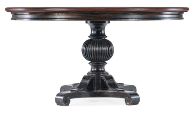 Charleston - Round Pedestal Dining Table With 1-20in leaf - Dark Brown