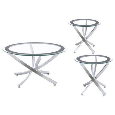Brooke - Round Glass Top Coffee Table Set