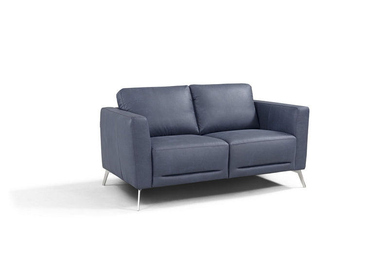 Astonic - Loveseat - Blue Leather - Grand Furniture GA