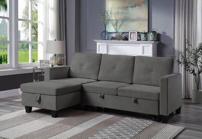 Nova - Velvet Reversible Sleeper Sectional Sofa With Storage Chaise