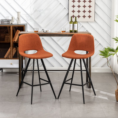 Porth - 28.25" Fabric Kitchen Counter Height Stools (Set of 2) - Orange