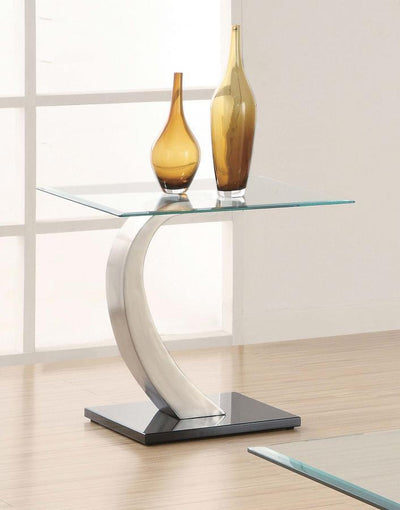 Pruitt - Rectangular Glass Top Metal Side End Table - Satin