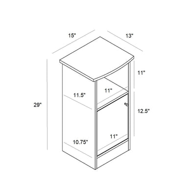 Chairside Table With One Door Storage Cabinet And Large Cubby Shelf - Light Brown