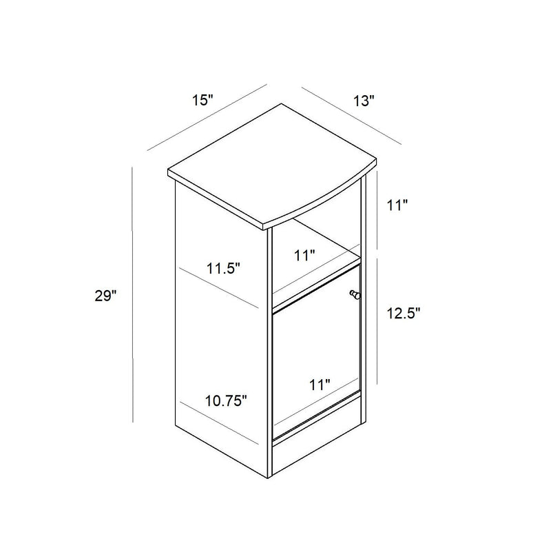 Chairside Table With One Door Storage Cabinet And Large Cubby Shelf - Light Brown