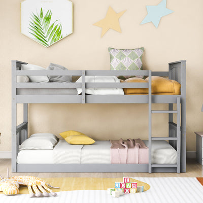 79.5" Twin Over Twin Bunk Bed With Ladder - Gray