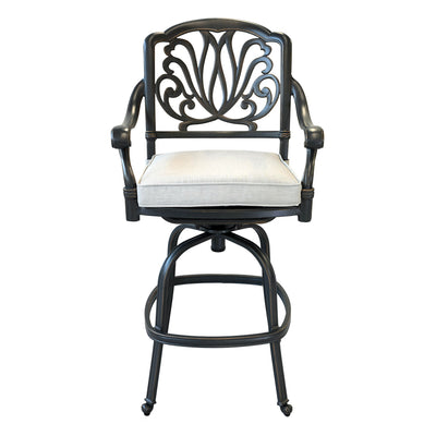 Patio Outdoor Aluminum Swivel Bar Stool With Cushion (Set of 2)