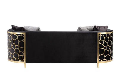 Fergal - Sofa - Black Velvet & Gold Finish - Grand Furniture GA