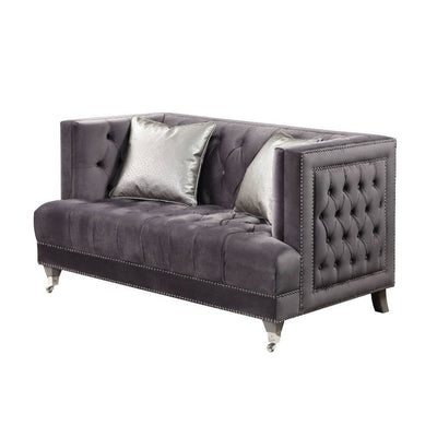 Hegio - Loveseat - Gray Velvet - Grand Furniture GA