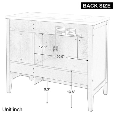 Bathroom Vanity Base Only, Solid Wood Frame And MDF Boards