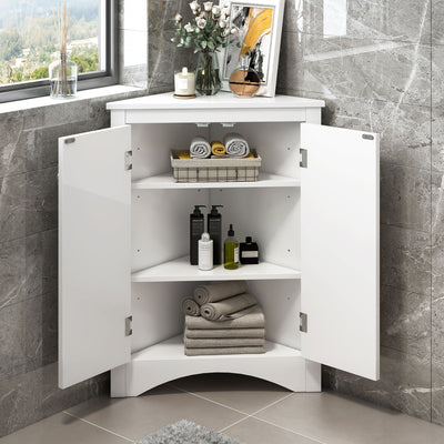 Triangle Bathroom Storage Cabinet With Adjustable Shelves, Freestanding Floor Cabinet For Home Kitchen