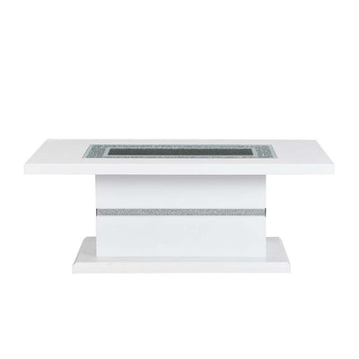 Elizaveta - Coffee Table - Faux Crystal Diamonds & White High Gloss Finish - Grand Furniture GA