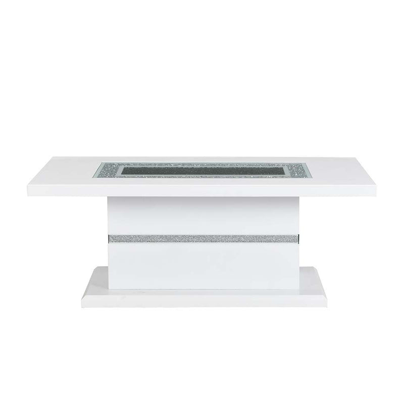 Elizaveta - Coffee Table - Faux Crystal Diamonds & White High Gloss Finish - Grand Furniture GA