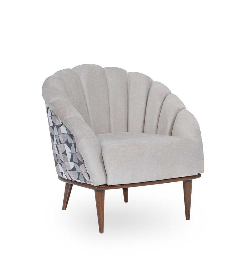 Balboa - Chenille Accent Chair - Beach Gray/Warm Walnut