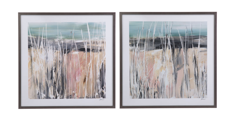 Wildgrasses - Framed Print (Set of 2) - Blue / Beige