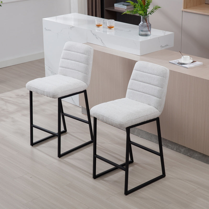 Low Bar Stools (Set of 2) Bar Chairs For Living Room Party Room Kitchen, Upholstered Kitchen Breakfast Bar Stools With Footrest