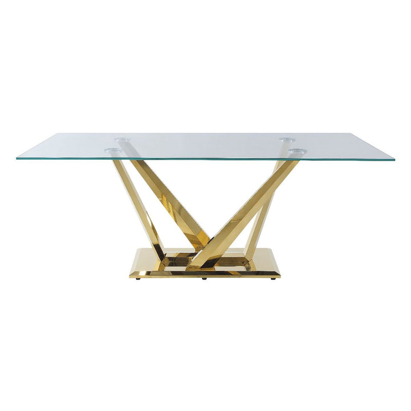 Barnard - Dining Table - Clear Glass & Mirrored Gold Finish - Grand Furniture GA