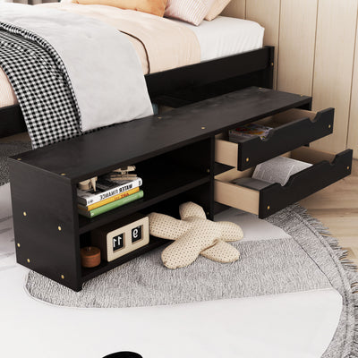 Versatile Bed With Trundle, Under Bed Storage Box And Nightstand