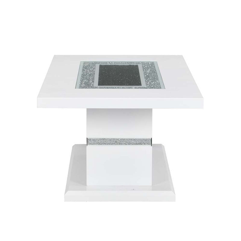 Elizaveta - Coffee Table - Faux Crystal Diamonds & White High Gloss Finish - Grand Furniture GA