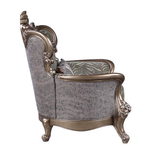 Elozzol - Chair With Pillow - Fabric & Antique Bronze Finish - Wood - Grand Furniture GA