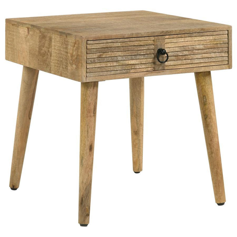 Zabel - 1-Drawer Square Mango Wood Side End Table - Natural