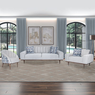 Balboa - Chenille Sofa - Shell Gray/Warm Walnut