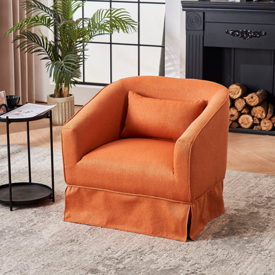 Swivel Barrel Chair With Ottoman, Swivel Accent Chairs Armchair For Living Room, Reading Chairs For Bedroom Comfy, Round Barrel Chairs With Metal Base